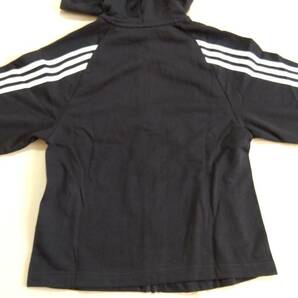 11000円 adidas 未使用 アディダス 上下 セットアップ 薄手スウェット パーカー ロングパンツ トラックスーツ レディース OT XL 黒 6623の画像4