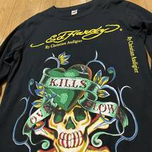 Lサイズ！Ed Hardy エドハーディ 古着長袖Tシャツ ロンT 黒 Christian Audigier クリスチャンオードジェー_画像4