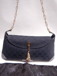 極美品■グッチ GUCCI ショルダーバッグ GGキャンバス タイガーモチーフ ゴールド金具 001・4113 002113 黒系 保存袋付属■