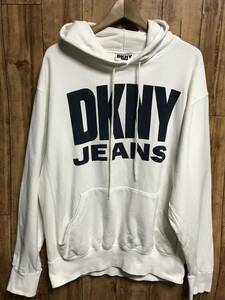 送無♪DKYN JEANS ダナキャランニューヨーク♪スウェットパーカー・ホワイト・XLほど