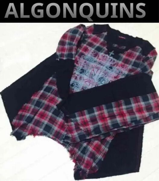 ALGONQUINS(アルゴンキン)/チェック柄 変型カットソー(ストール付き)