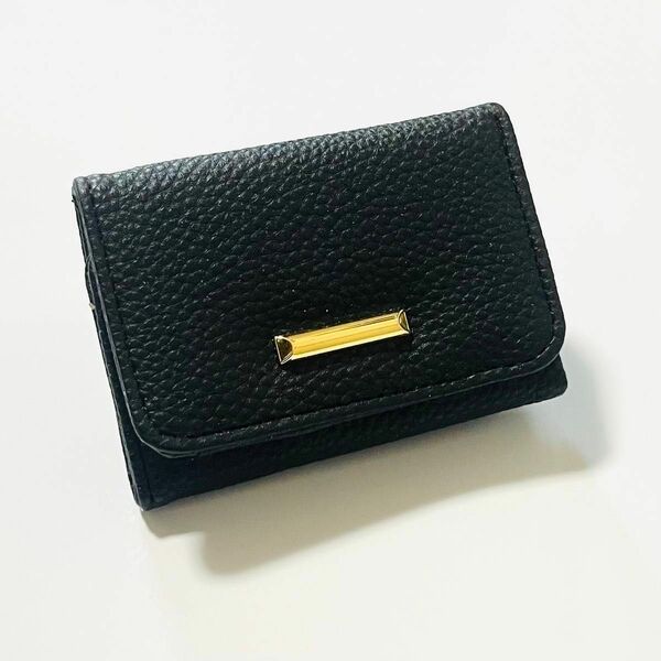 【新品】財布 レディース コンパクト 三つ折り ミニ　ブラック