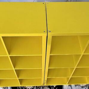 3118)埼玉県新座市から ２台セット IKEA イケア 家具 書棚 本棚 KALLAX カラックス シェルフユニット イエロー の画像3