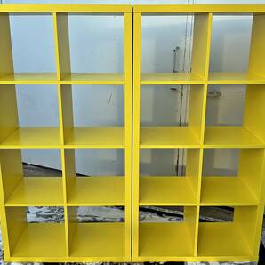 3118)埼玉県新座市から ２台セット IKEA イケア 家具 書棚 本棚 KALLAX カラックス シェルフユニット イエロー の画像2