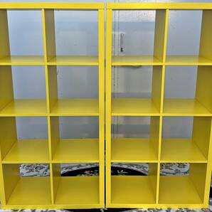 3118)埼玉県新座市から ２台セット IKEA イケア 家具 書棚 本棚 KALLAX カラックス シェルフユニット イエロー の画像6