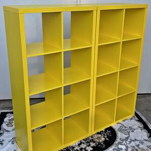 3118)埼玉県新座市から ２台セット IKEA イケア 家具 書棚 本棚 KALLAX カラックス シェルフユニット イエロー の画像1