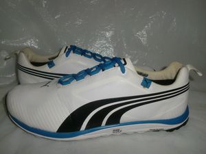 ★PUMA FAAS LITE `13製プーマゴルフ 186742-01 ファース ライト スパイクレス ホワイト/ブラック/ブルー 数回着用程度