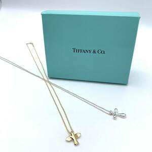 【2点セット】 TIFFANY&Co. ティファニー エルサペレッティ バード クロス シルバー 925 ゴールドカラー ネックレス 