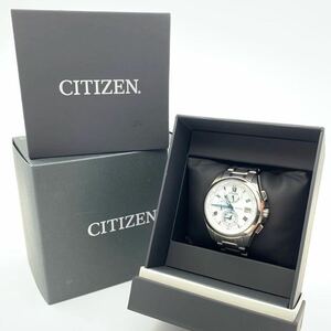 【美品】 CITIZEN シチズン エクシード H820-T020887 チタン 電波ソーラー ホワイト文字盤 腕時計 箱