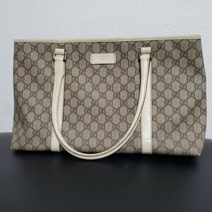 1円～GUCCI グッチ トートバッグ GGスプリーム ベージュホワイト 939