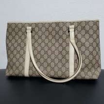 1円～GUCCI グッチ トートバッグ GGスプリーム ベージュホワイト 939_画像2