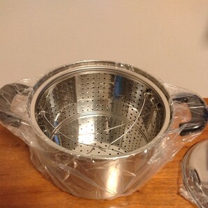 三層鋼パスタポット20センチ 新品 未使用 調理器具 鍋 の画像2