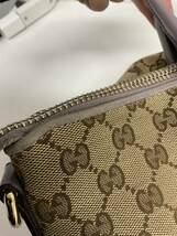 営SA542-100◆ GUCCI グッチ キャンバス×レザー パープル×ベージュ 2way ショルダー ハンドバッグ 269957 520981_画像10