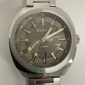 SKT629-60◆ 【電池交換済み・稼働品】GUCCI グッチ シルバー×ブラウン 142.3 デイト メンズ 腕時計 の画像1