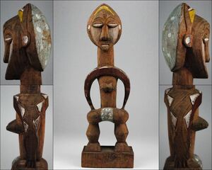 アフリカ 彩色 木彫 彫刻 裸体 男性像 プリミティブアート エスニック 民族 ⑩ 高：31.5cm