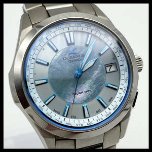 1円 稼働品 CASIO カシオ OCEANUS オシアナス OCW-S100P-2AJF 白蝶貝文字盤 メンズ 腕時計 Classic Line クラシックライン チタン GI0357