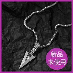 *未使用品*男性用ペンダント付きシルバーメタルネックレス,,ヒップホップスタイル,ファッショナブル【Y582】