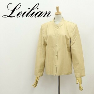 ◆Leilian レリアン 羊革 ラムレザー シャツ ジャケット クリームイエロー系 11