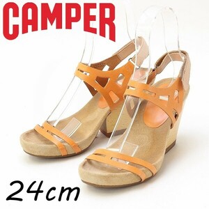 ◆CAMPER カンペール レザー ベルクロトラップ ウッドヒール サンダル 38