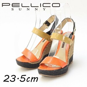 ◆PELLICO SUNNY ペリーコ サニー エナメル×ジュート ストラップ ウェッジソール サンダル 37