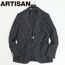 ◆ARTISAN アルチザン シルク混 リネン 2釦 ジャケット チャコールネイビー S_画像1