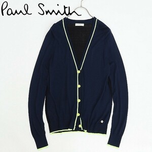 ◆Paul Smith ポールスミス カシミヤ混 蛍光ライン ウール ニット カーディガン M