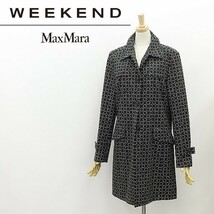 ◆Max Mara WEEKEND マックスマーラ 総柄 コットン コート 黒 ブラック×アイボリー 42_画像1