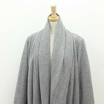 美品◆io comme io イオコムイオ ストレッチ ウール ニット ロング カーディガン コーディガン グレー 38_画像3