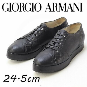 イタリア製◆GIORGIO ARMANI ジョルジオ アルマーニ レザー レースアップ シューズ 黒 ブラック 39