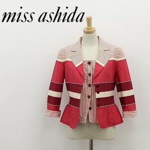 ◆miss ashida ミスアシダ マルチボーダー柄 コットン ジャケット＆フロントボタン ノースリーブ トップス アンサンブル 7