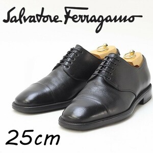 ◆Salvatore Ferragamo サルヴァトーレ フェラガモ レザー ストレートチップ レースアップ ビジネス シューズ 黒 ブラック 7