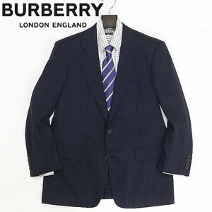 ヴィンテージ◆BURBERRYS バーバリー ストライプ柄 2釦 ジャケット 紺 ネイビー AB6