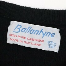 ◆BALLANTYNE バランタイン カシミヤ100％ クルーネック 半袖 ニット セーター 黒 ブラック 97cm/38_画像4