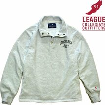 1点物◆ウイングフットLEAGUEグレー色ハーフスナップスウェット古着メンズMLレディースOKアメカジ90sストリート/トレーナー/ブランド371938_画像1