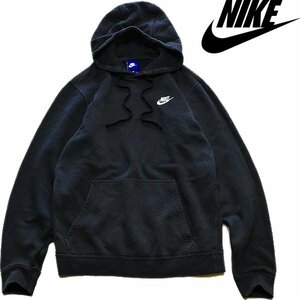 1点物◆NIKEナイキ黒ブランドロゴスウェットパーカー古着メンズSMレディースOKアメカジ90sストリート/スポーツ中古フードトレーナー372065