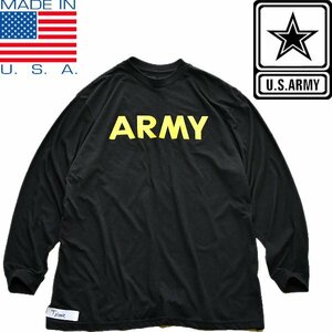 1点物◆実物アメリカ軍US ARMY長袖ロンTシャツ古着メンズXLレディースOKアメカジ90sストリート/スポーツ中古ミリタリープリント黒372133