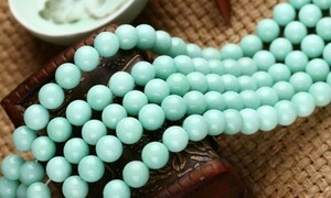 [EasternStar] international shipping amazo Night heaven river stone hope. stone Hope Stone Amazonite sphere size 14mm 1 ream sale length approximately 40cm