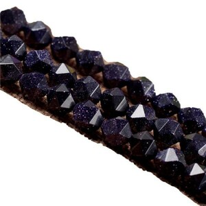 [EasternStar] 海外発送 カット ブルー ゴールドストーン 紫金石 Blue Goldstone 玉サイズ9.5-10mm 1連売り 長さ約40cm