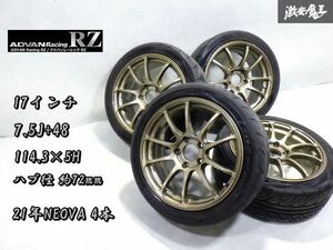 ●ADVAN RACING アドバンレーシング RZ 17インチ 7.5J +48 PCD114.3 5穴 5H ハブ径 約72mm 215/45R17 NEOVA 4本 タイヤ NCEC ロードスター