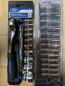 Ford Tools 72Tラチェット&ショート&ディープソケットセット3/8 9.5sq 6P 工具セット