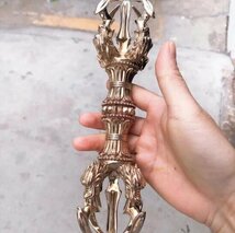 極上品 「密教法具 寺院用仏具」四大明王 五鈷杵 銅製 磨き仕上げ 22cm_画像2