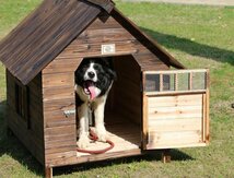 屋外用 耐候性 木製 天然木 犬小屋 ペットハウス ドッグハウス 犬舎 三角屋根 脚付き 中小型犬 通気性 組み立て 夏は涼しく冬は暖かい_画像2