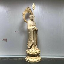 新入荷★総檜材 仏教美術 精密彫刻 仏像 仏師で仕上げ品　地蔵菩薩立像 高さ28cm_画像3