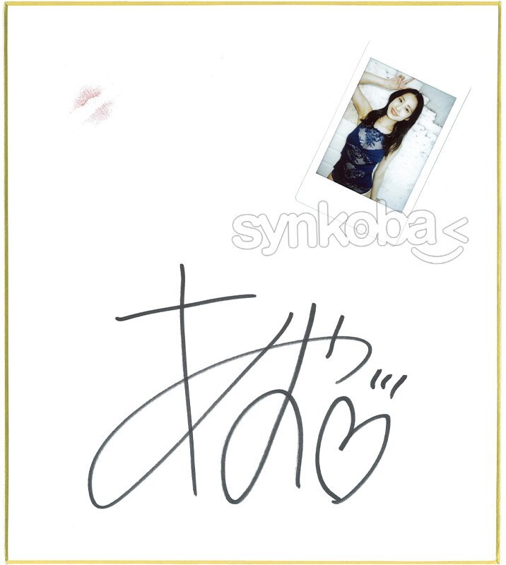 HIT'S/Ayano Sumita Handwritten autograph & live kiss & off-shot instax colored paper (blue swimsuit) ◆With frame! 240328-818, talent, female talent, Sa line