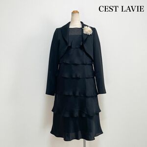 CEST LAVIE ジャケット ドレスワンピース アンサンブル セットアップ 黒 セレモニー 礼服 結婚式 パーティー