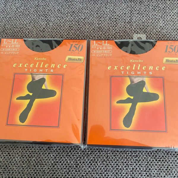 カネボウ excellence タイツ ピュアブラック黒150デニール　L〜LL