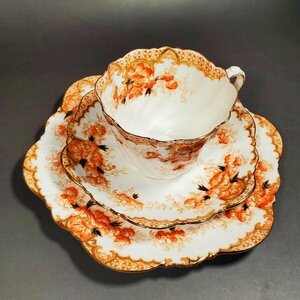 1900 year about Paragon * tea inaparagon orange flower pattern cup saucer plate 