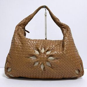 1円 ◎ BOTTEGA VENETA ボッテガヴェネタ ホーボー イントレチャート ワンショルダーバッグ 115654 レザー ブラウン 花柄 レア リミテッドの画像2