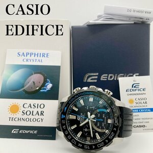 【稼働 良品 箱付】CASIO カシオ エディフィス EFS-S550 ブラック文字盤 クロノグラフ デイト ソーラー メンズ腕時計 3-01-A