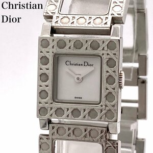 【稼働】Christian Dior ディオール ラ・パリジェンヌ D60-100 スクエア ホワイト文字盤 クォーツ レディース腕時計 電池交換済 3-45-H
